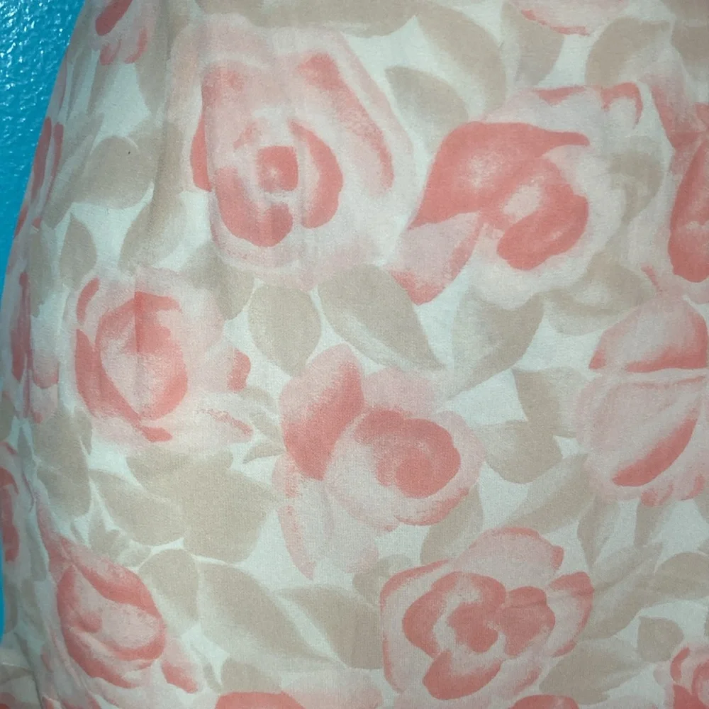Louis Feraud Vintage Lightweight Pink Floral Silk Skirt from Germany US Size 10